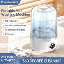 SOKANY Lavadora portátil de ropa interior, carga Tipo-C (batería de litio de 3600 mAh), pantalla digital LED inteligente. Luz azul de 360 grados que mata. Capacidad de 1.5L, modo de dos velocidades, frotado turbo bidireccional. Body compacto, fácil de almacenar. Adecuado para el hogar, hotel, dormitorio, viaje de negocios, viajes.
