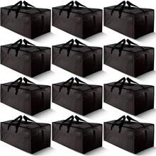 Entrega local Paquete de 8 cajas de almacenamiento y transporte grandes y resistentes con cremalleras y asas de transporte - resistentes al agua, plegables para ahorrar espacio, alternativa a las cajas de mudanza (semi transparente) - Negro - Ver 8