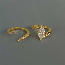 VKHK 2 件套奢华闪亮锆石叠戴戒指套装，适合作为女士结婚礼物 - 戒指套裝 - 查看 12