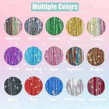 Bộ 6 kẹp tóc lấp lánh, tóc nối đính sequin dài 23,6 inch, phụ kiện tóc chịu nhiệt, thích hợp cho phụ nữ, bé gái và trẻ em (Màu bầu trời sao) - Nhiều màu - Xem 6