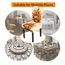 Juego de 1/4/5/6/7/36 fundas de silla con estampado de temas de Halloween, flores, calabazas, adecuadas para la decoración diaria moderna de interiores, restaurantes, hoteles, fiestas, bodas, comedores, cocinas. Fundas de silla elásticas lavables para mesas cuadradas - ZYT-147 - Ver 8