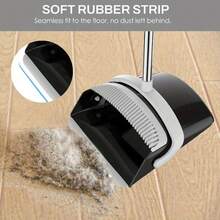 Long-Handled Broom And Dust Pan Set For Home, Kitchen, Room, Office, Hall Floors Without Bending - Gray Black - View 10