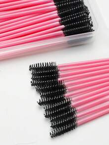 100pcs Crystal Solid Stem Eyelash Curler Brush, Eyelash Extension Makeup Tools Eyebrow Brush With Box - Multicolor - View 3