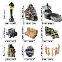 Cayway 26 PCS Outdoor Fairy Garden Miniatures Mini Zen Garden Accessories Artificial Grass Model Trees Terrarium Ornaments Dollhouse Supplies Bonsai Decorative Craft Tools Kit - as pic - View 4