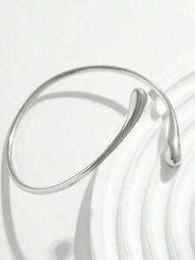 1pc European And American Lava Bangle Arm Chain, Fashion Texture Metal Drop Armlet - 白色 - 查看 4