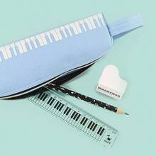 Regla con teclado de piano blanco y negro, herramienta de medición de acrílico con notas musicales, útil papelería duradera para estudiantes y profesionales, accesorio de piano - Regla de piano - Ver 4