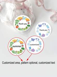 24/48/96/192/480/720张/套圆形创意定制贴纸，可爱青蛙、荷叶、蝴蝶图案，个性化贴纸可定制文字，派对装饰，礼品包装，适合送给朋友