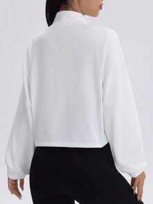 Women's Drawstring Hem Sports Jacket, Casual Short Zip-Up Running Fitness Yoga Outerwear