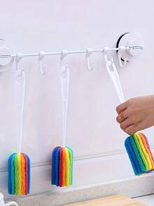 2pcs Long Handle Cup Brush, Rainbow Color Cleaning Brush Pot, Home Use Cup Cleaner, Bottle Brush - Multicolor - View 4