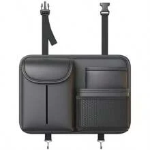 Car Seat Backrest Manager, Rear Storage Bag With Elastic Adjustment Function, Leather Multi Pocket Anti Kick Pad, Seat Protector, Car Interior Storage Bag, Multifunctional Storage Bag Between Seats, Car Interior Storage, Mobile Phone, Cosmetics, Wallet, Keys And Other Accessories