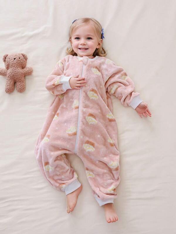 Infant Toddler Baby Flannel Leg Split Sleep Bags Autumn Winter Fluffy Fleece Long Sleeve Cozy Soft Overalls Pajamas