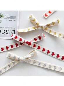 1 pieza de cinta de rizo de algodón con estampado de corazón, 3 tamaños para ramos de flores, envoltura de pasteles y regalos, manualidades DIY