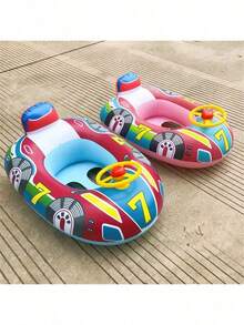 1pc Inflatable PVC Racing Car Shaped Pool Float With Decorative Steering Wheel, Suitable For Beach And Swimming - Multicolor - View 5