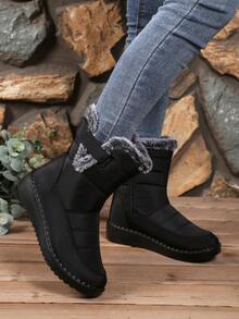 Botas de media pantorrilla cómodas, térmicas y resistentes al agua con cremallera lateral, de moda para el invierno 2025. Botas de nieve ligeras y cálidas para exteriores para damas.