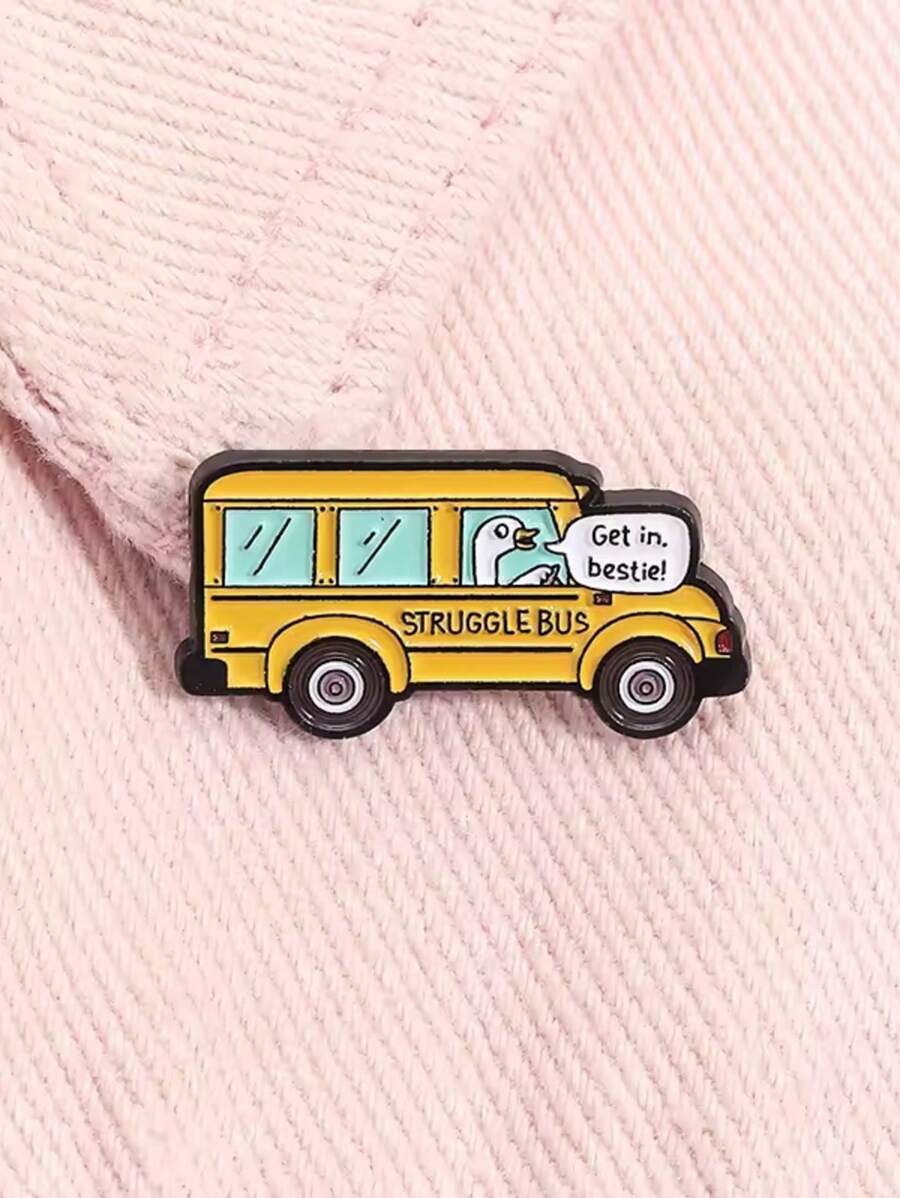 1 件装趣味卡通鹅巴士珐琅别针 乘坐巴士时可佩戴的语录胸针 背包 衣服 翻领徽章 首饰 送给朋友