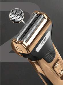 Kemei 三合一电动剃须刀、理发器和鼻毛修剪器套装，带3个刀头的胡须修剪器，USB充电男士面部毛发修剪套装，送给男友的礼物，父亲节礼物（1件）