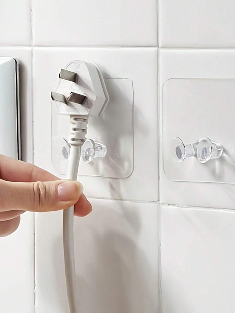 3/10 buc cârlige de perete autoadezive, potrivite pentru cabluri și prize - transparente rezistente, instalare fără găurire - perfecte pentru organizarea băii, cârlige transparente pentru agățarea prizelor, cârlige lipicioase pentru gestionarea cablurilor, organizator de cabluri convenabil, soluție de depozitare pe perete pentru electrocasnice de bucătărie care economisește spațiu