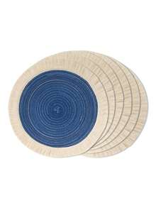 1pc/4pcs/6pcs 15 Inch Round Woven Fringe Placemats, Washable Non-Slip Heat-Resistant Table Mats, Suitable For Home, Dining Table Decor, Spring, Outdoor, Holidays, Parties, Gifts