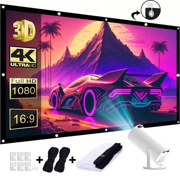 Projektor Smart Mini, Videoplayer, 180° Drehung, professionelle Version Projektor, geeignet für Reisen, Camping, Konferenzen, Heimkino und Büro, Mobiltelefon Projektion, klein und leicht, einfach zu tragen, Bildkorrektur, Bildqualität HD, mit Audio