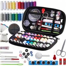 130/72 piezas Kit de suministros de costura, caja de herramientas de costura con agujas, tijeras, dedal, cinta métrica para manualidades en el hogar