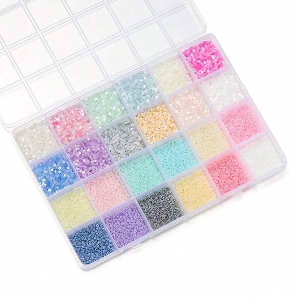 1Box 24Grids Colorful Glass Seed Beads 2mm Mini Tube Loose Spacer Bead For Bracelet Necklace Earrings DIY Jewelry Making Accessories