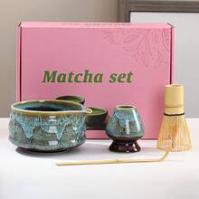 1 件/4 件抹茶茶具，包括抹茶碗、100 齿茶筅、茶勺、茶巾（礼盒装） - 彩色 - 查看 2