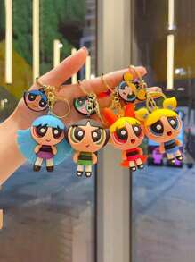 THE POWERPUFF GIRLS 2/3/4pcs Random Creative Cartoon Policewoman Keychain, Cute Delicate Accessory For Backpack, Handbag For Men & Women