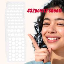 720片/432片/36片装隐形透明圆形脸贴，可移除无痕圆形贴纸，防水防汗迷你贴纸，使用简单，便携，高粘性圆形透明贴纸，适合聚会、办公室、万圣节等场合，可爱贴纸（仅供装饰用途，非化妆品），价格实惠，圣诞礼物，化妆品，化妆工具，廉价小玩意，礼物，女士礼物，圣诞礼物