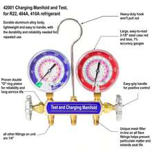 For R-22, R-404A, R-410A 2-Valve Charging Manifold & Test 42001 W/ 3-1/8" Gauge - Multicolor - View 4