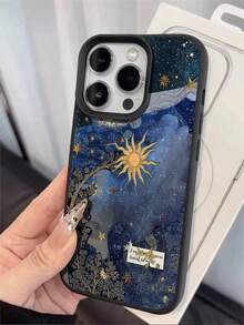 1 pieza Funda de teléfono suave antideslizante y resistente a los golpes con patrón de sol nocturno vintage de moda, compatible con Apple y otros teléfonos, resistente a caídas y arañazos, regalo de cumpleaños de primavera - Multicolor - Ver 4
