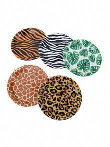 أطباق لحفلة بموضوع الحيوانات البرية، أطباق ورقية مطبوعة بنمط فرو النمر والفهد والزرافة بقطر 7/9 بوصة مناسبة لأعياد الميلاد والتجمعات الجماعية والتخييم والولائم، ديكورات خلفية لحفلات العودة للمدرسة والحفلات الزفاف والأحداث ذات موضوع الحيوانات البرية/الحديقة الحيوانية