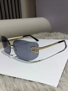 1 pieza Lentejuelas grandes sin marco de moda para mujer, gafas de mujer de estilo retro, personalizadas, casuales y versátiles, adecuadas para que las mujeres las usen, aptas para fotografía callejera, vacaciones, viajes, conducción en la playa y otras actividades, estilo de preparación para volver a la escuela