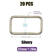 20 chiếc/gói 10-38mm Vòng khóa hình chữ nhật bằng kim loại Vòng khóa trượt cho thắt lưng, dây đeo ba lô, túi xách, vòng cổ thú cưng, phụ kiện tự làm - Nhiều màu - Xem 28
