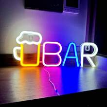 1 pezzo Luce a LED a forma di lettera "Bar", lampada alfabeto a luce bianca calda, combinazione di parole DIY BAR adatta per bar, taverna, festa, compleanno, campeggio, zona pranzo, corridoio, dormitorio, camera da letto, spuntino notturno, ristorante e scene di festa, decorazione per San Valentino, Festa della Mamma, Ognissanti, Natale e altre vacanze - funzionamento a batteria (batterie non incluse)