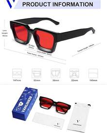 Thick Square  Retro Chunky Rectangle  Protection - C3.3 - ดำ / แดง - ดู 8