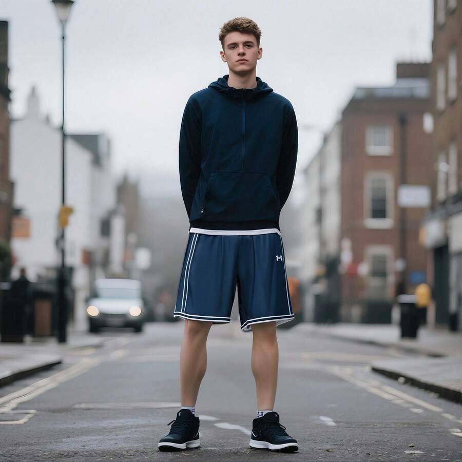 Under Armour شورتات كاجوال رياضية من تحت الدرع للرجال للكرة السلة مصنوعة من القماش المحبوك - البحرية - مشاهدة 1