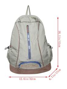 女士时尚背包，大容量，拼色设计 - 綠色 - 查看 3