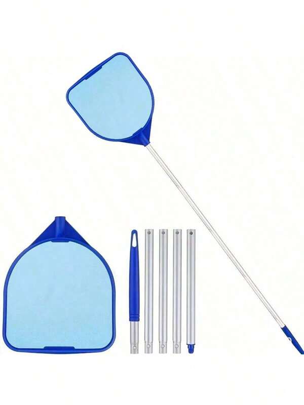 60 Inch Adjustable Pool Skimmer Net, Fine Mesh Deep Bag Leaf Catcher With 5 Section Telescopic Aluminum Pole, Plastic Frame – Ideal For Pool, Pond, Hot Tub And Fish Tank Cleaning 6pcs, Beach Essentials, Beach Accessories, Pool Float