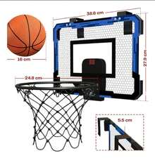 Tablero de Baloncesto Montado en Pared – Mini Canasta para Interior y Exterior - negro con azul - Ver 2