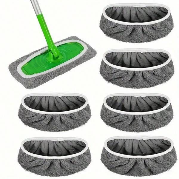 6 PCS Gery Reusable Mop Pads Refills Fit For - Washable Microfiber Wet And Dry Mop Pad Compatible With Sweeper Mops, Perfect For Surface And Hardwood Floor Cleaning(Mop Is NOT Included) ﻿