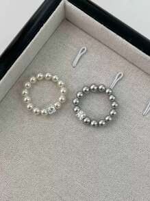 S925 Sterling Silver Elastic Pearl Ring, Bright And Pure, Simple & Elegant, Niche Luxury, Versatile