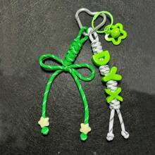 1pc Tassel Custom Bag Charm, Handmade Braided Rope Letter Bead Bag Pendant, Star Bell/Bow, Heart Keychain, Personalized Bag Charm Gift., Aesthetic, Coquette Style - Heart Keychain - View 20