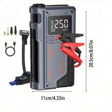 Multifunctional Portable Wireless Car Emergency Starter With Tire Inflator Pump, Air Compressor, LED Flashlight, And Emergency Light - USB Rechargeable, Easy Tire Inflation Modes, Display Screen - Deep - View 7