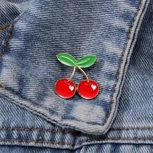 珐琅樱桃胸针，可爱简约风格，不对称造型，时尚书包服装配饰，男女通用礼物，办公室配饰衬衫夹克珠宝圣诞节万圣节 - 彩色 - 查看 6
