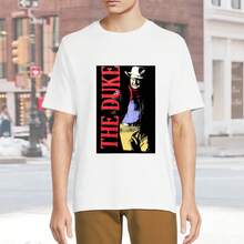 Camiseta gráficaónica casual para hombres - Impresión de icono negro, manga corta, ajuste holgado, cuello redondo, ropa para todas las estaciones, lavable aáquina, camiseta de uso casual con impresión gráfica audaz, cómoda de usar, camiseta básica de algodón pesado, duradera y a - Blanco - Ver 3