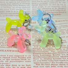 New Creative Cute Dopamine Color Balloon Dog Keychain Pendant, Resin Transparent Highly Attractive DIY Bag Accessories Decoration