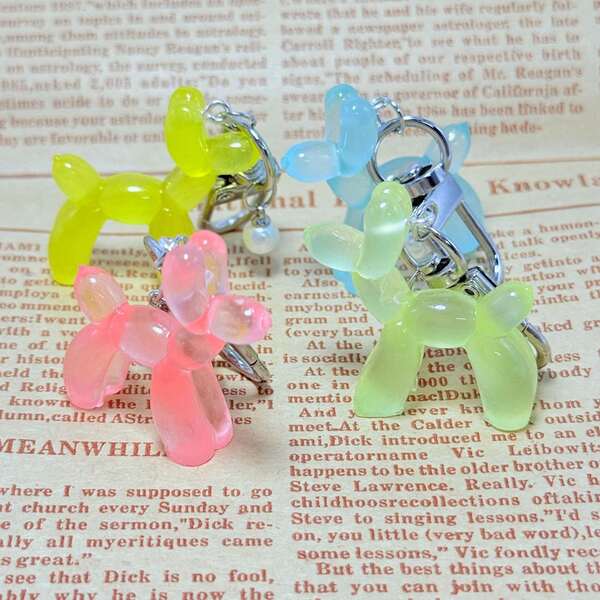New Creative Cute Dopamine Color Balloon Dog Keychain Pendant, Resin Transparent Highly Attractive DIY Bag Accessories Decoration
