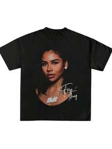 Women Men Mariah Scientist Rapper Young Hip-Hop Tee Tshirt, Women Tee Classic Free Thugs Print Round Neck Short Sleeve T-Shirt Y2K Vintage Streetwear Graphic Oversized Cotton Women TopsLoose And Comfortable - A5 - 查看 2