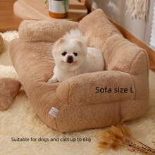 Comodo divano letto in peluche per animali domestici, letto per cani e gatti - rimovibile e lavabile, base antiscivolo, con cuscino incluso - colore caffè (disponibile in diverse misure)