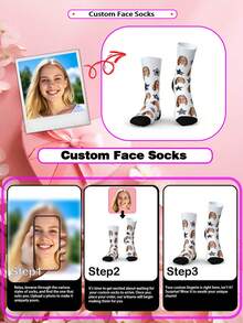 1 par de calcetines para mujer hasta la pantorrilla con forma de cara personalizada, calcetines con foto personalizada, calcetines de pareja, calcetines con foto personalizada, calcetines con impresión personalizada, calcetines divertidos con cara personalizada, calcetines con imagen personalizada, impresión de cualquier forma de cara en calcetines, regalo de aniversario, regalo del Día de San Valentín, regalo de cumpleaños, regalo de boda, regalo del Día de la Madre, regalo del Día del Padre, regalo para el mejor amigo